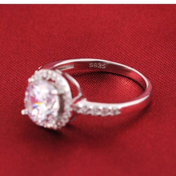 NEW 925 Sterling Silver Diamond Earrings+Ring Set - Picture 5 of 9